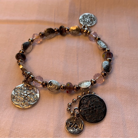 Luzou Coin Bracelet 4 Layers Silvertone - Picture 6 of 11